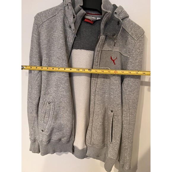 Puma Jacket Zipper Hoodie Grey/Red Size Small Sport Lifestyle - Picture 6 of 11